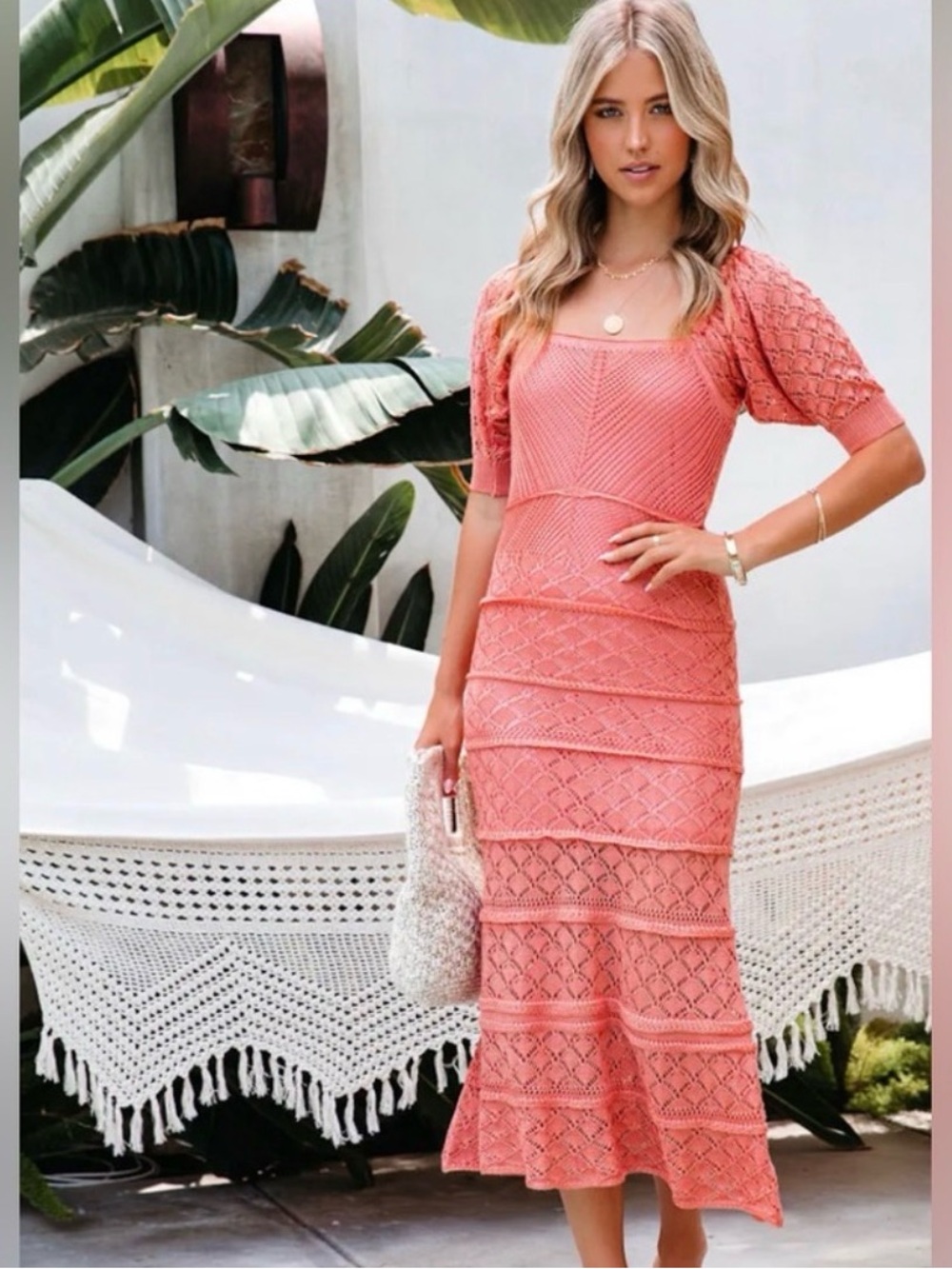 Koko + Mason Crochet Midi Dress NWT